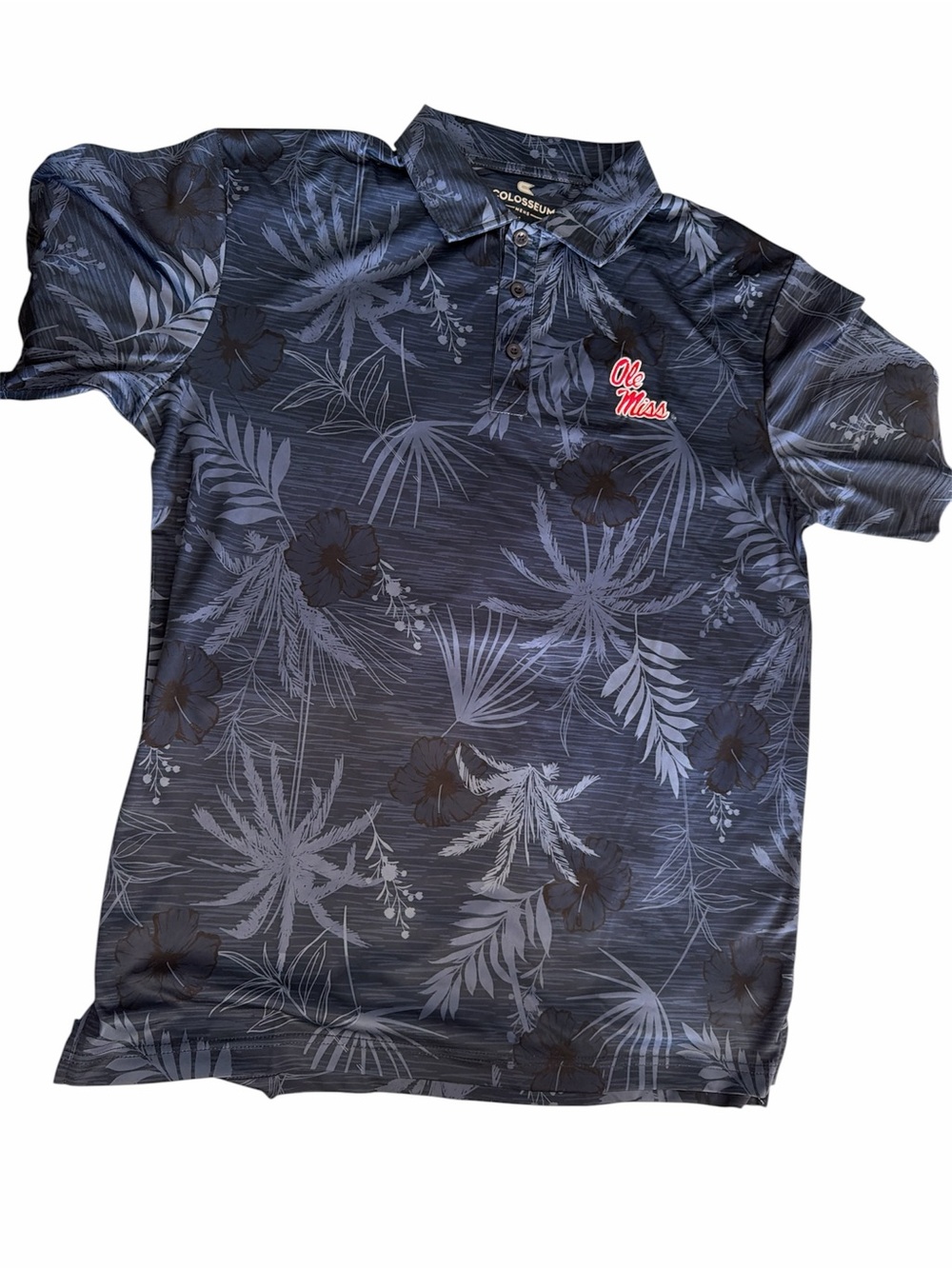 Colosseum Navy Blue Floral Polo with Ole Miss Embroidery